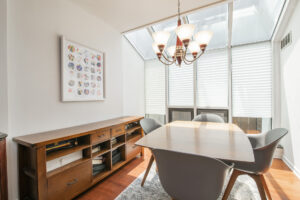 dining area with view of river Philadelphia