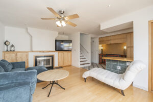 luxury apartment living in Philadelphia. Living room with fireplace