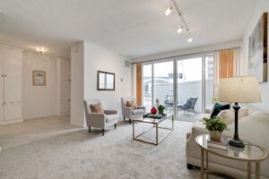 living room with view. floor to ceiling windows Philadelphia